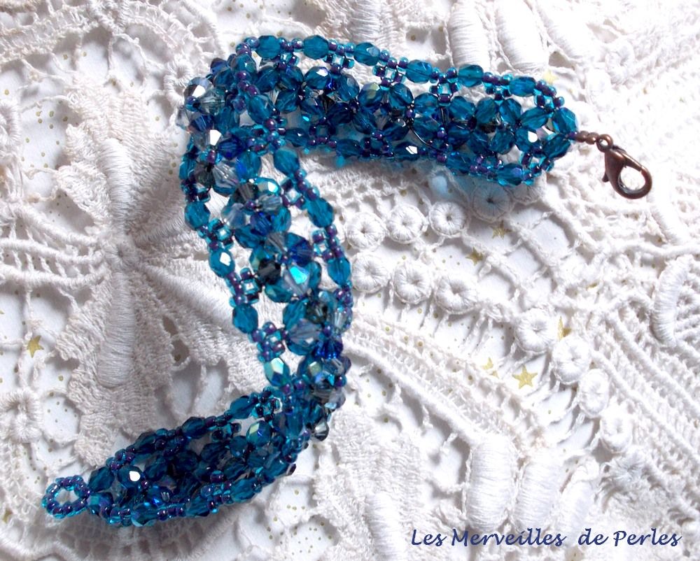Pulseira Belle de Nuit com facetas de vidro boémio e cristais Swarovski