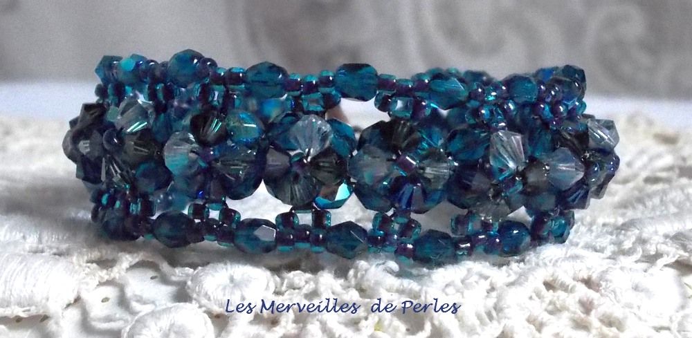 Pulseira Belle de Nuit com facetas de vidro boémio e cristais Swarovski
