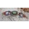 Pulseira de punho Cheyenne bordada com uma pedra preciosa, um rubi Fuchsite com contas de sementes Miyuki e contas de sementes checas.