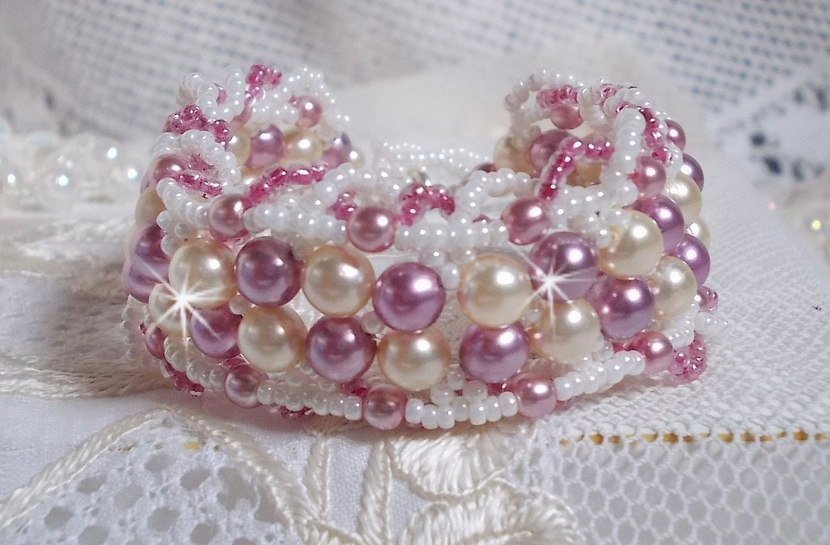 Pulseira de Relaxamento com pérolas de cristal Swarovski