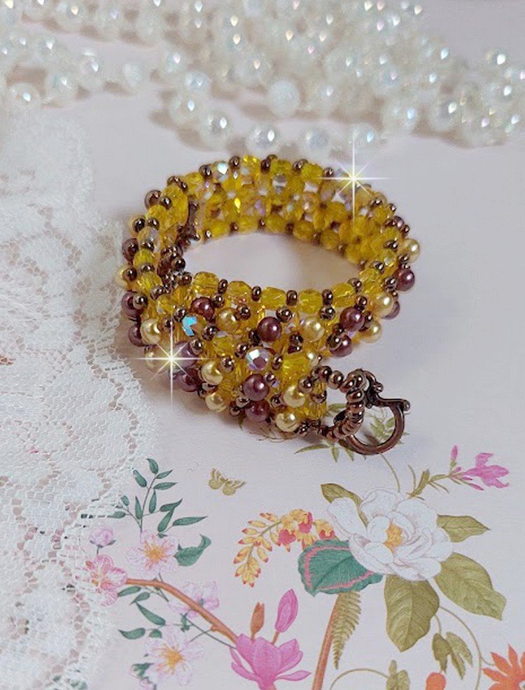 Pulseira de contas de sola com contas e facetas de vidro