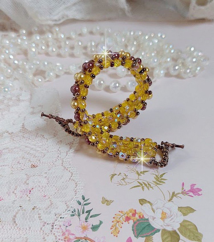Pulseira de contas de sola com contas e facetas de vidro