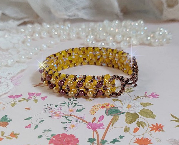 Pulseira de contas de sola com contas e facetas de vidro