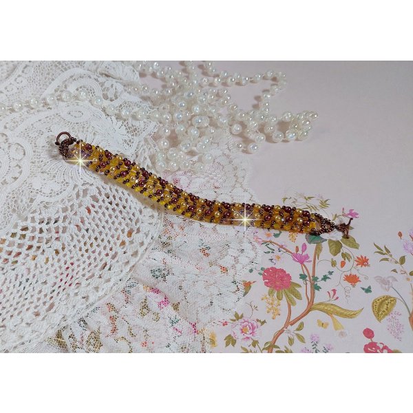 Pulseira de contas de sola com contas e facetas de vidro