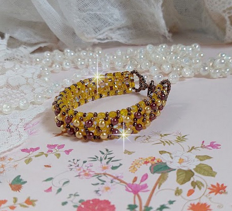 Pulseira de contas de sola com contas e facetas de vidro
