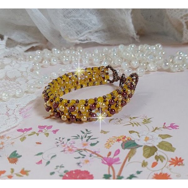 Pulseira de contas de sola com contas e facetas de vidro