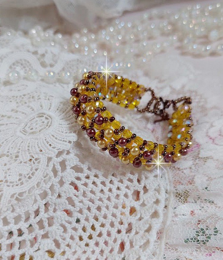 Pulseira de contas de sola com contas e facetas de vidro