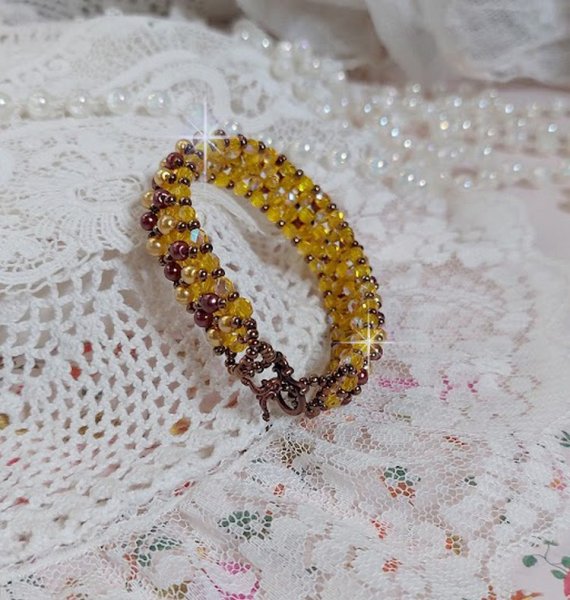 Pulseira de contas de sola com contas e facetas de vidro
