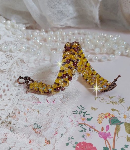 Pulseira de contas de sola com contas e facetas de vidro