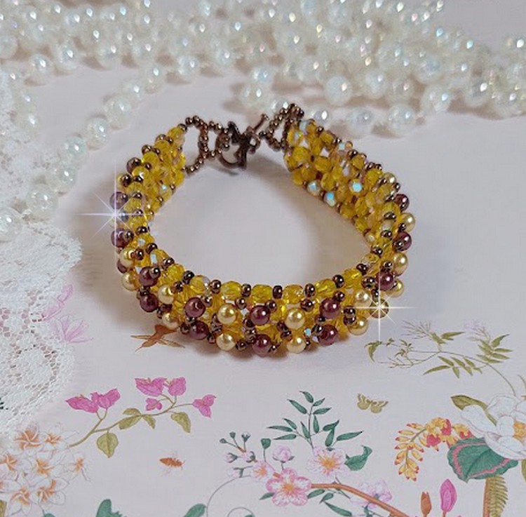 Pulseira de contas de sola com contas e facetas de vidro