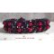 Pulseira de contas de veludo preto e vermelho com facetas e pérolas de vidro