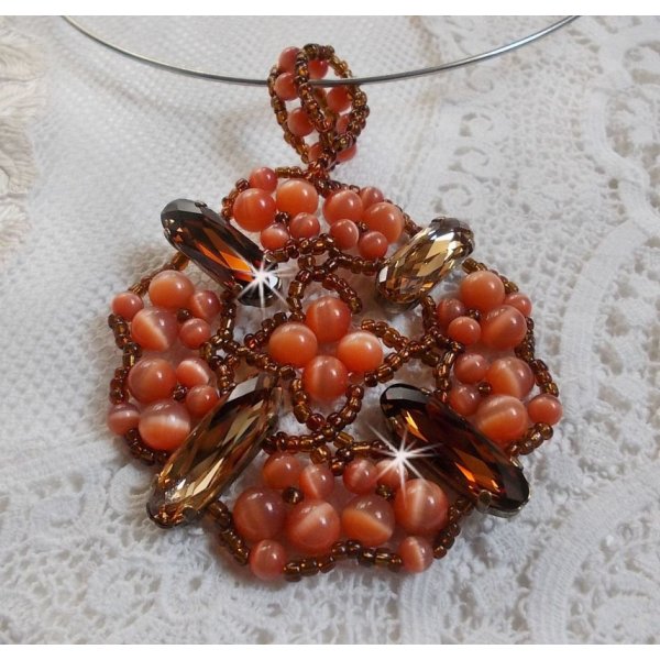 Colar pendente de outono com cristais Swarovski e contas de vidro para os olhos dos gatos