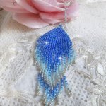 Pingente Soft Blue Dreams Pendant criado com contas de sementes Sky Blue, Sapphire, Silver quality seed beads com acessórios 925/1000 Sterling Silver