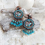 BO Monde des Fées créées avec cabochon verre, estampes laiton et perles Cristal Swarovski