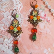 BO Fada Aloés Abóbora criada com cabochons de lupa, rosas de resina e cristais