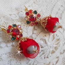BO Mia bordado com cristais Swarovski, pedras de zircónio laranja, contas Fimo e contas de sementes