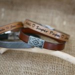 Pulseira de couro com fecho magnético étnico para personalizar