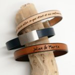 Pulseira em pele para ser personalizada através da gravação de elegante fecho magnético