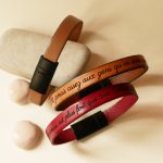 Pulseira em pele para personalizar com gravação Fecho magnético preto