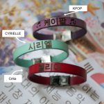 Pulseira com nome de fã de kpop coreano em pele para personalizar