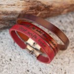 Pulseira mista de couro com fecho ajustável de 9 mm