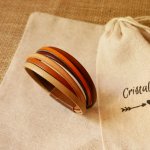 Pulseira de punho em multi-couro de cor ocre
