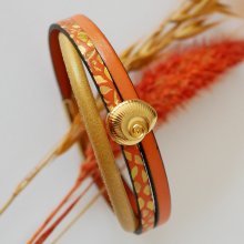 Pulseira de punho em ouro para mulher Concha dourada e laranja