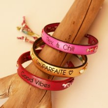 Pulseira Florâme para personalizar com a sua escolha de cordão liberty e couro para gravar