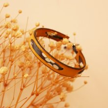 Pulseira Florâme com fita Misti liberty cinzenta em pele mostarda