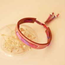 Pulseira Florâme com fita Liberty Polly em pele rosa antiga