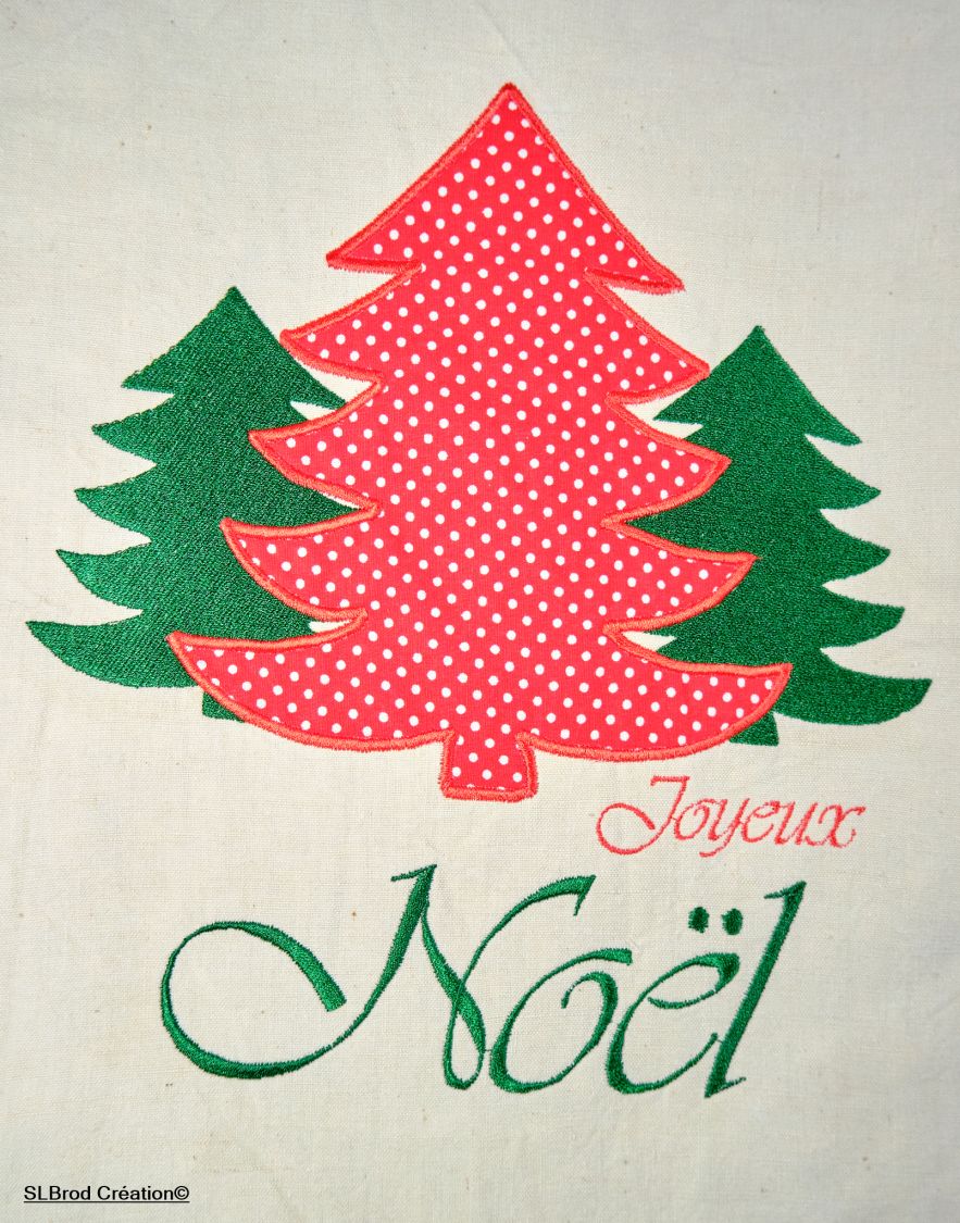 Saco de natal de abeto de tamanho grande apliqué vermelho
