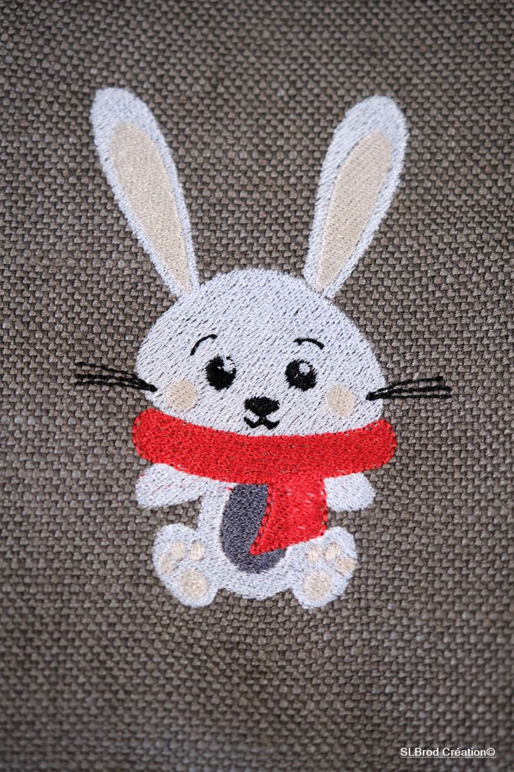 Mochila de criança bordada com lenço de coelho vermelho para personalizar