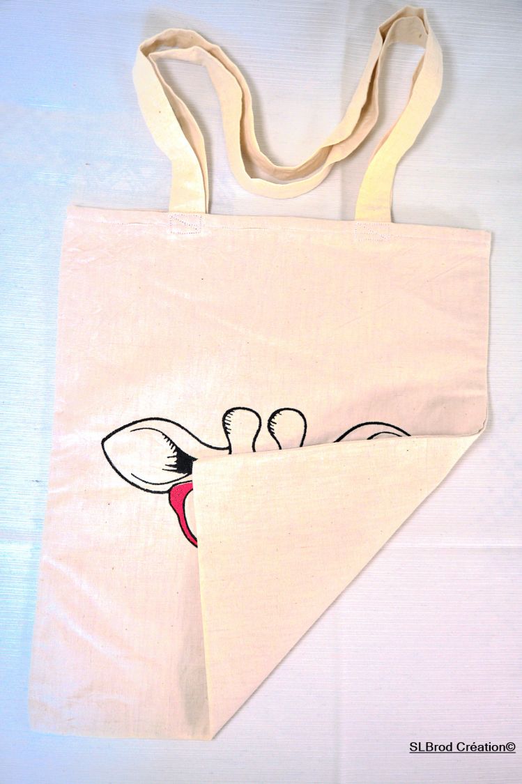 Copos bordados em Tote Bag girafa vermelha personalizável