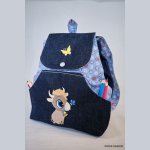 Mochila infantil bordada com touro de calças de ganga, personalizável