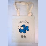 Saco Tote Peixe azul bordado