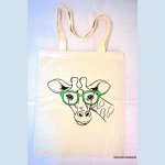 Tote Bag girafa verde bordado óculos personalizáveis