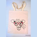 Copos bordados em Tote Bag girafa vermelha personalizável
