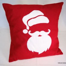 Capa de almofada Cabeça de Natal do Pai Natal em aplicação