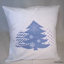 Capa de almofada Blue Fir trees in appliqué