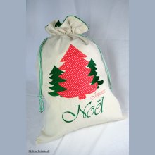 Saco de natal de abeto de tamanho grande apliqué vermelho